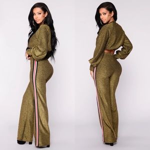 Gold ShimmerTwo Piece Pants Set